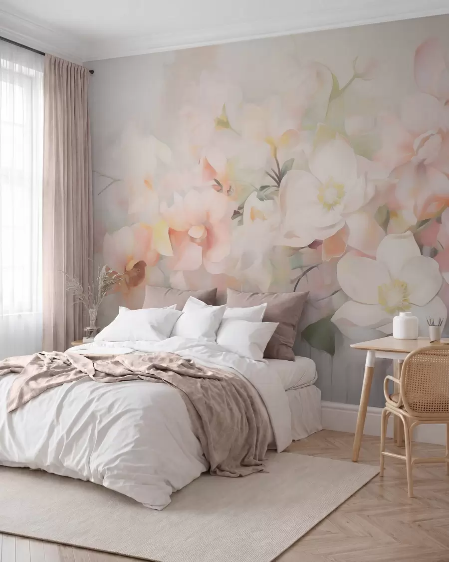 Fototapet En fin abstrakt blomsterbild i målningsstil w05594