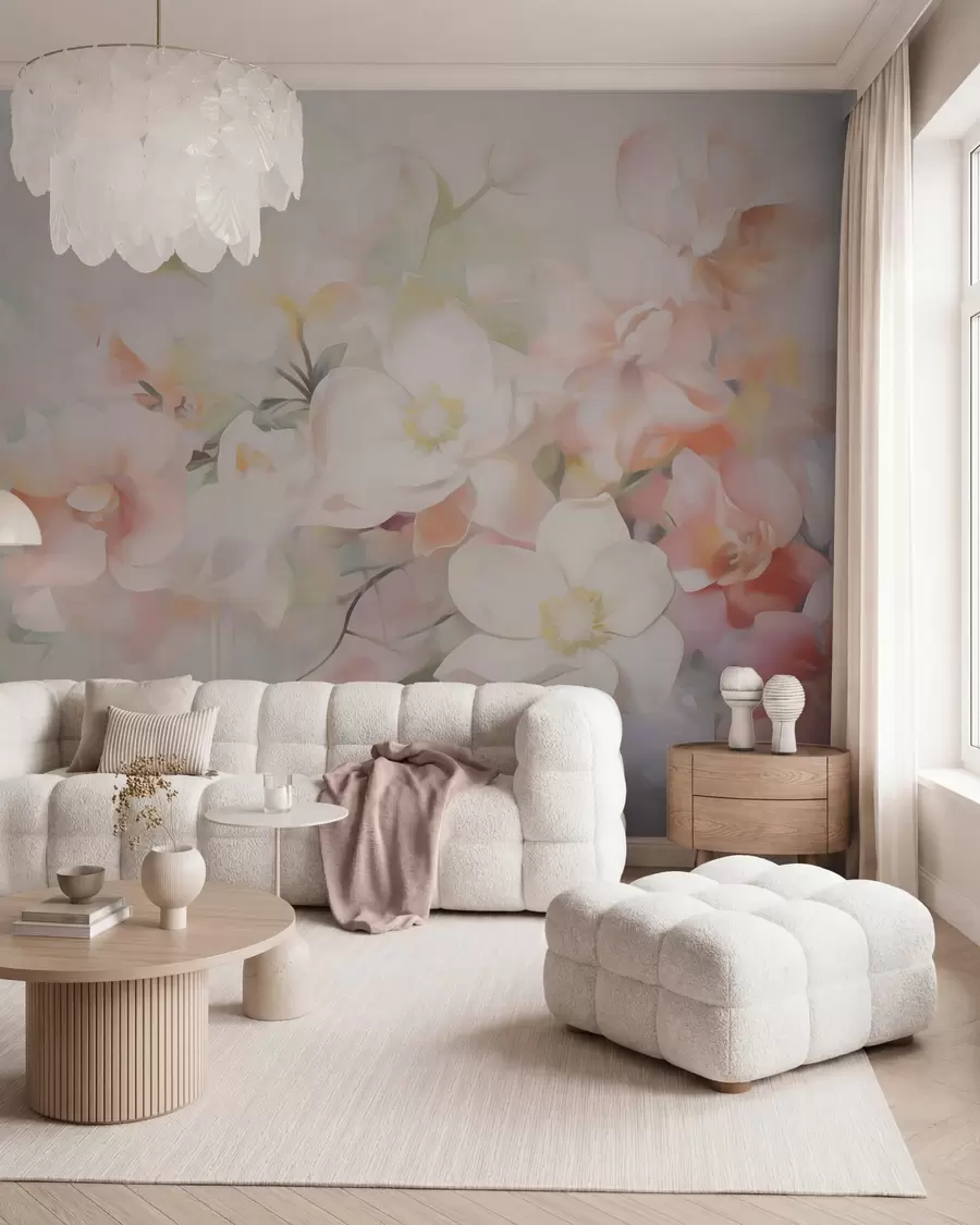 Fototapet En fin abstrakt blomsterbild i målningsstil w05594