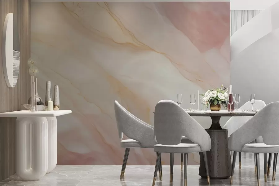 Fototapet Imitation av ett abstrakt marmormönster i nyanser av rosa och gult w05632