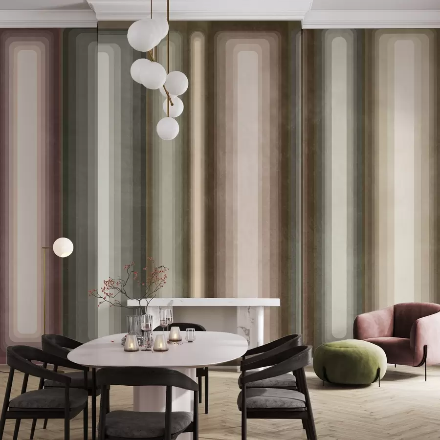 Fototapet Strukturerade, abstrakta, vertikala, avrundade rektanglar i dämpade nyanser av brunt, beige och ljusrosa w09905