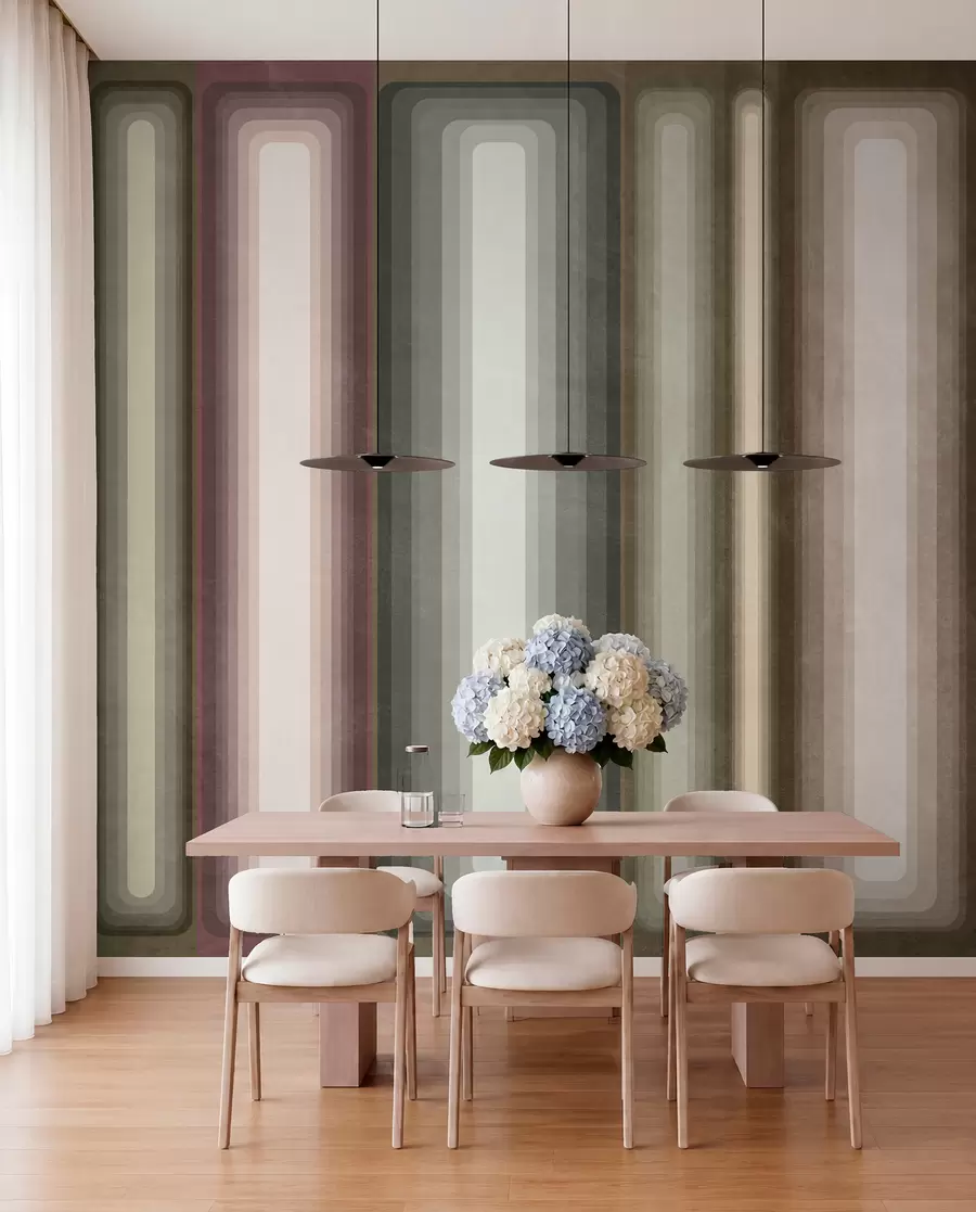 Fototapet Strukturerade, abstrakta, vertikala, avrundade rektanglar i dämpade nyanser av brunt, beige och ljusrosa w09905