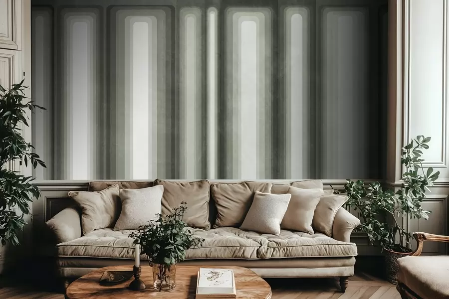 Fototapet Strukturerade, abstrakta, vertikala, avrundade rektanglar i dämpade gröna nyanser w09905v2
