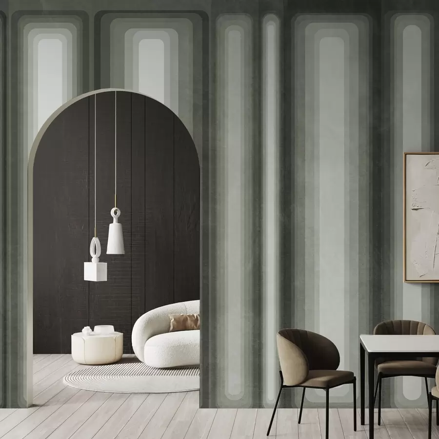Fototapet Strukturerade, abstrakta, vertikala, avrundade rektanglar i dämpade gröna nyanser w09905v2