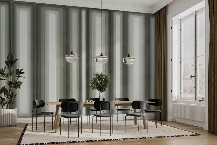 Fototapet Strukturerade, abstrakta, vertikala, avrundade rektanglar i dämpade gröna nyanser w09905v2