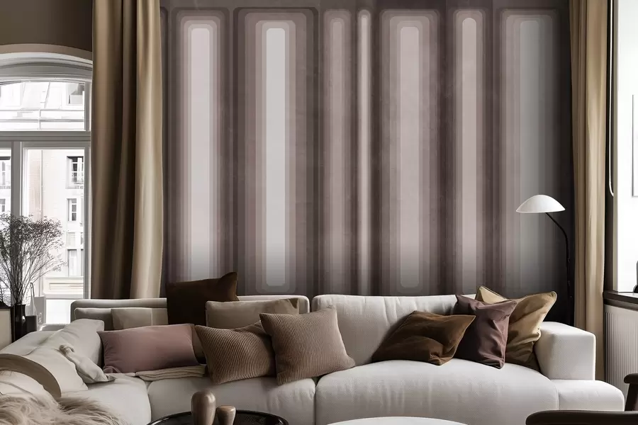 Fototapet Strukturerade, abstrakta, vertikala, avrundade rektanglar i dämpade bruna nyanser w09905v1