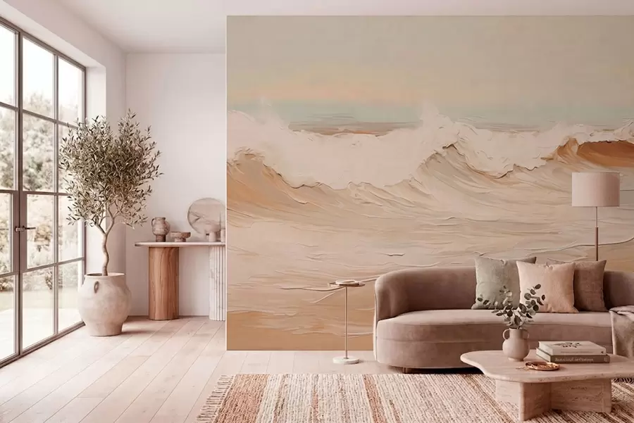 Fototapet Abstrakta havsvågor i pastellfärger w05697