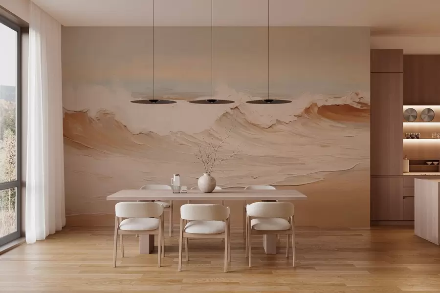 Fototapet Abstrakta havsvågor i pastellfärger w05697