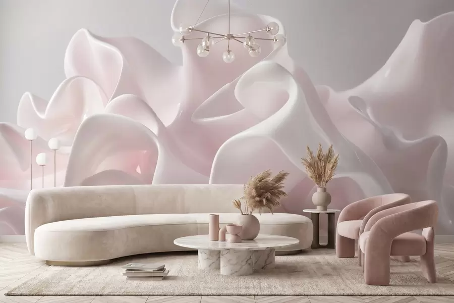 Fototapet Luftiga sidenvågor i mjuka, rosa nyanser w09858