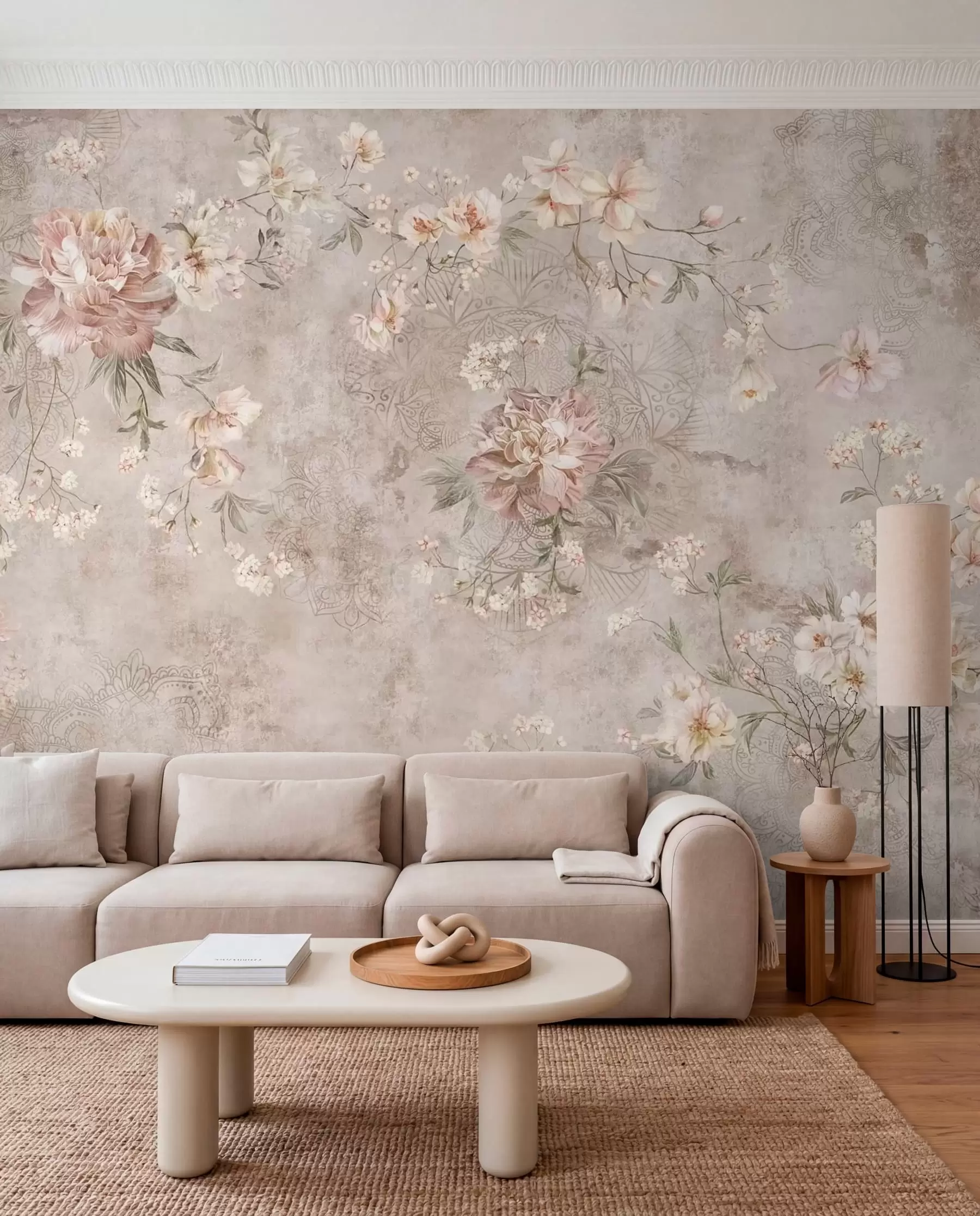 Fototapet Blekt blomsterbonad w05698