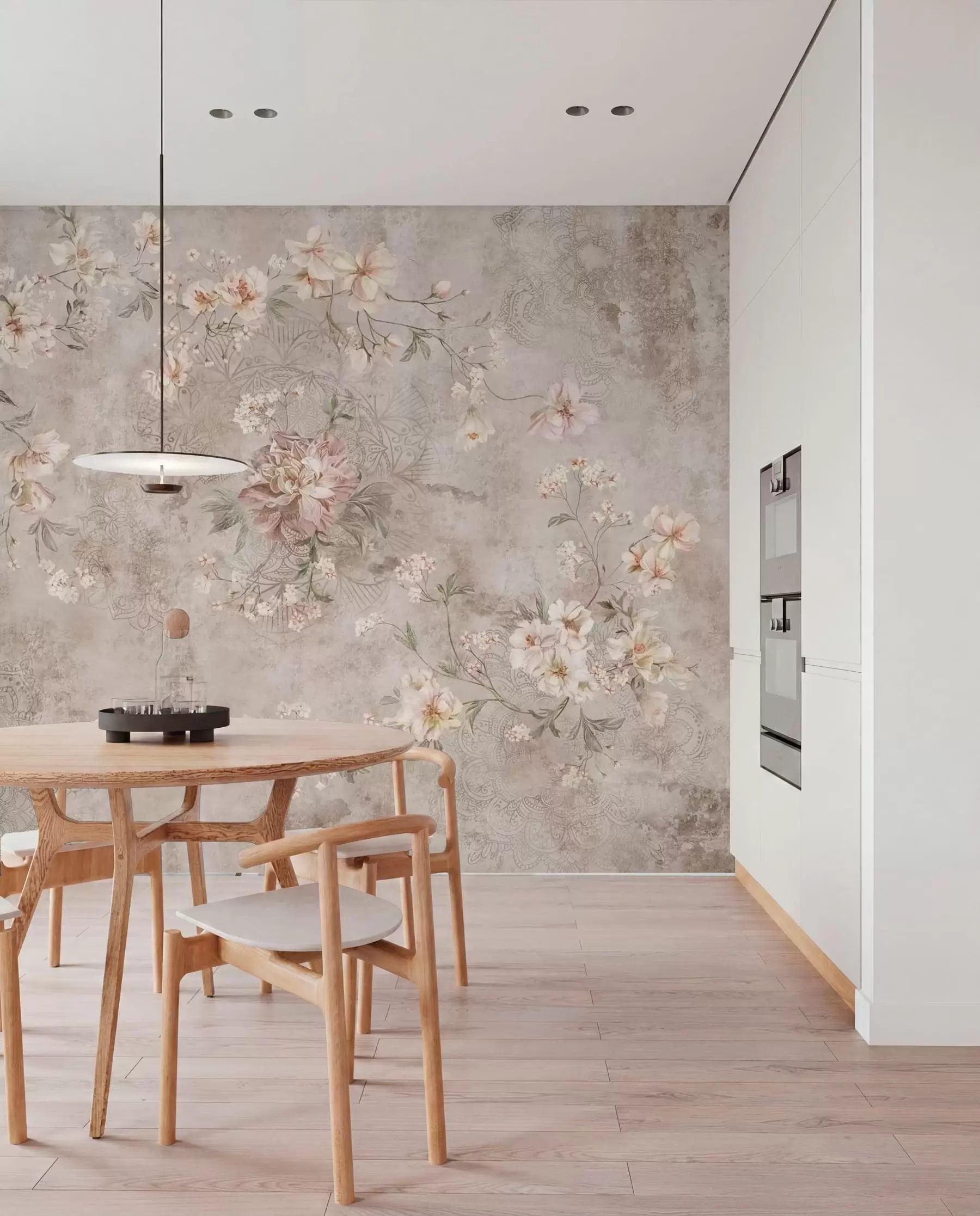 Fototapet Blommönster på en strukturerad ljus bakgrund w05698