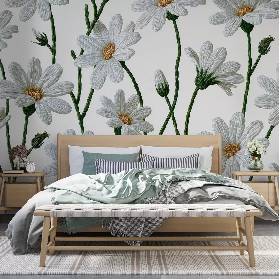 Fototapet Vita vildblommor w09915