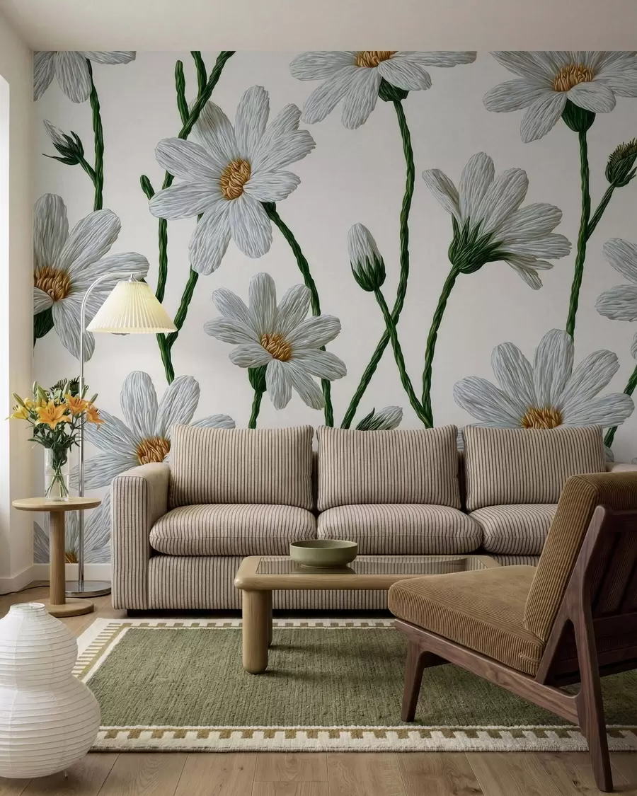 Fototapet Vita vildblommor w09915