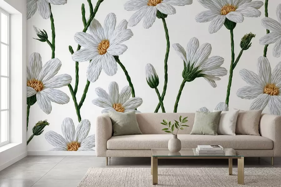 Fototapet Vita vildblommor w09915