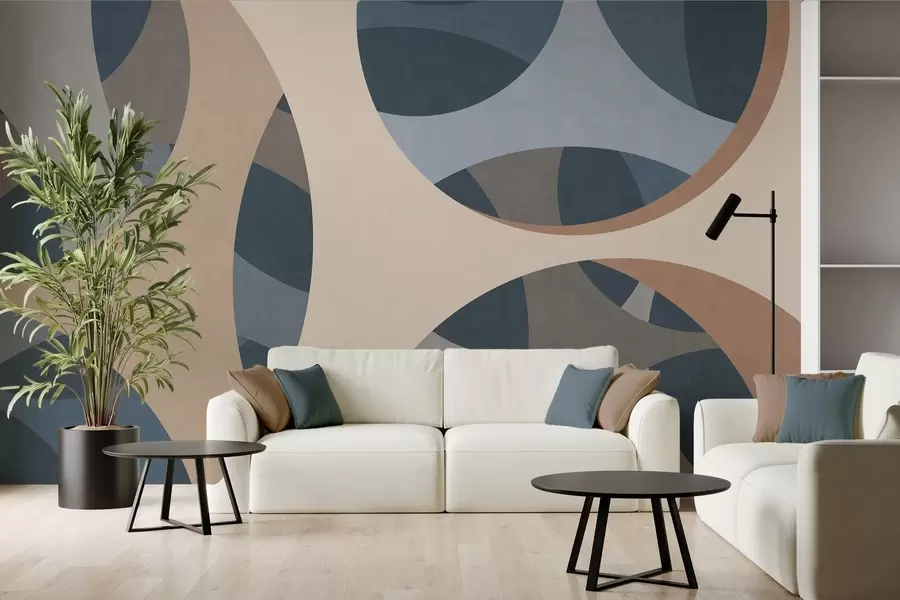Fototapet modern abstrakt texturkonst i nyanser av blått och beige w05751