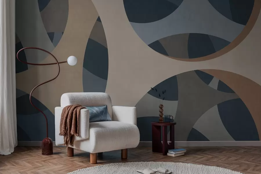 Fototapet modern abstrakt texturkonst i nyanser av blått och beige w05751