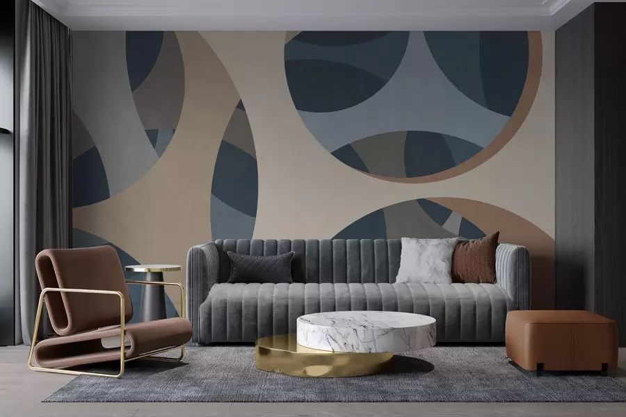 Fototapet modern abstrakt texturkonst i nyanser av blått och beige w05751