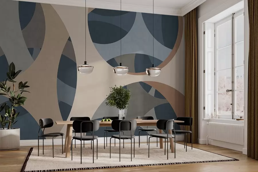 Fototapet modern abstrakt texturkonst i nyanser av blått och beige w05751