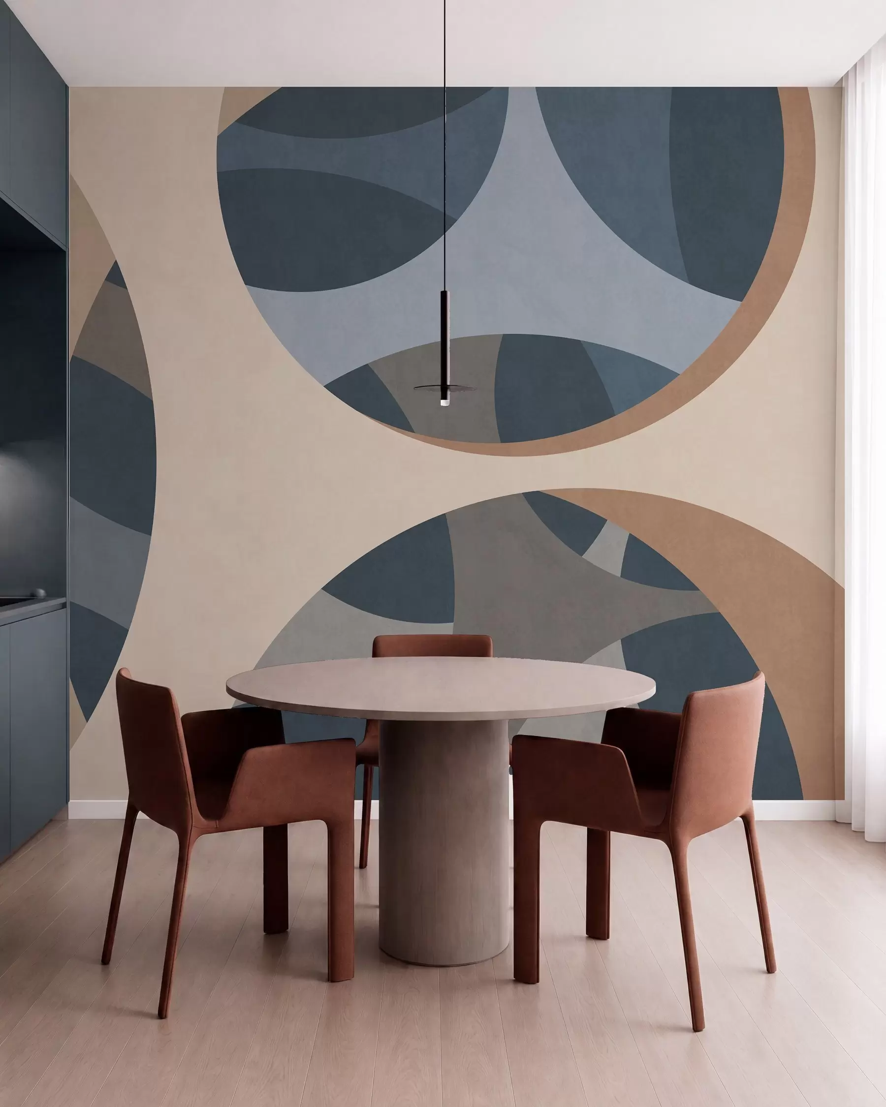 Fototapet modern abstrakt texturkonst i nyanser av blått och beige w05751