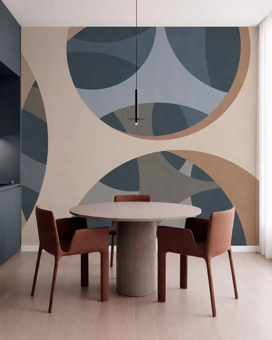 Fototapet modern abstrakt texturkonst i nyanser av blått och beige w05751