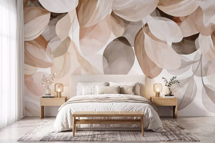 Fototapet Beige hängande löv i akvarellstil w09923