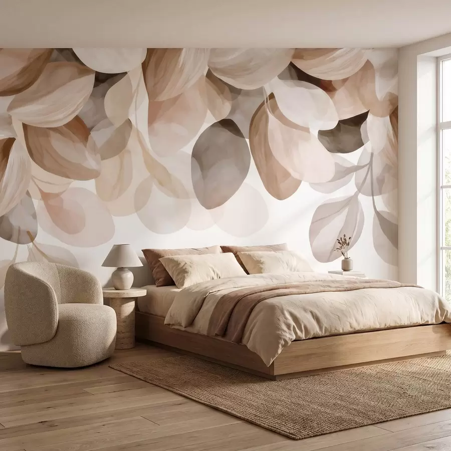 Fototapet Beige hängande löv i akvarellstil w09923