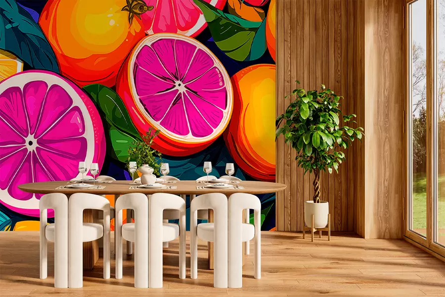 Fototapet Frukt, apelsiner, citroner w05761