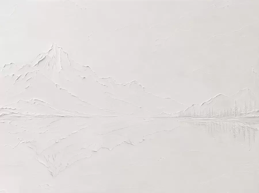 Fototapet Präglat bergslandskap med spegelbild i stilla vatten w05739