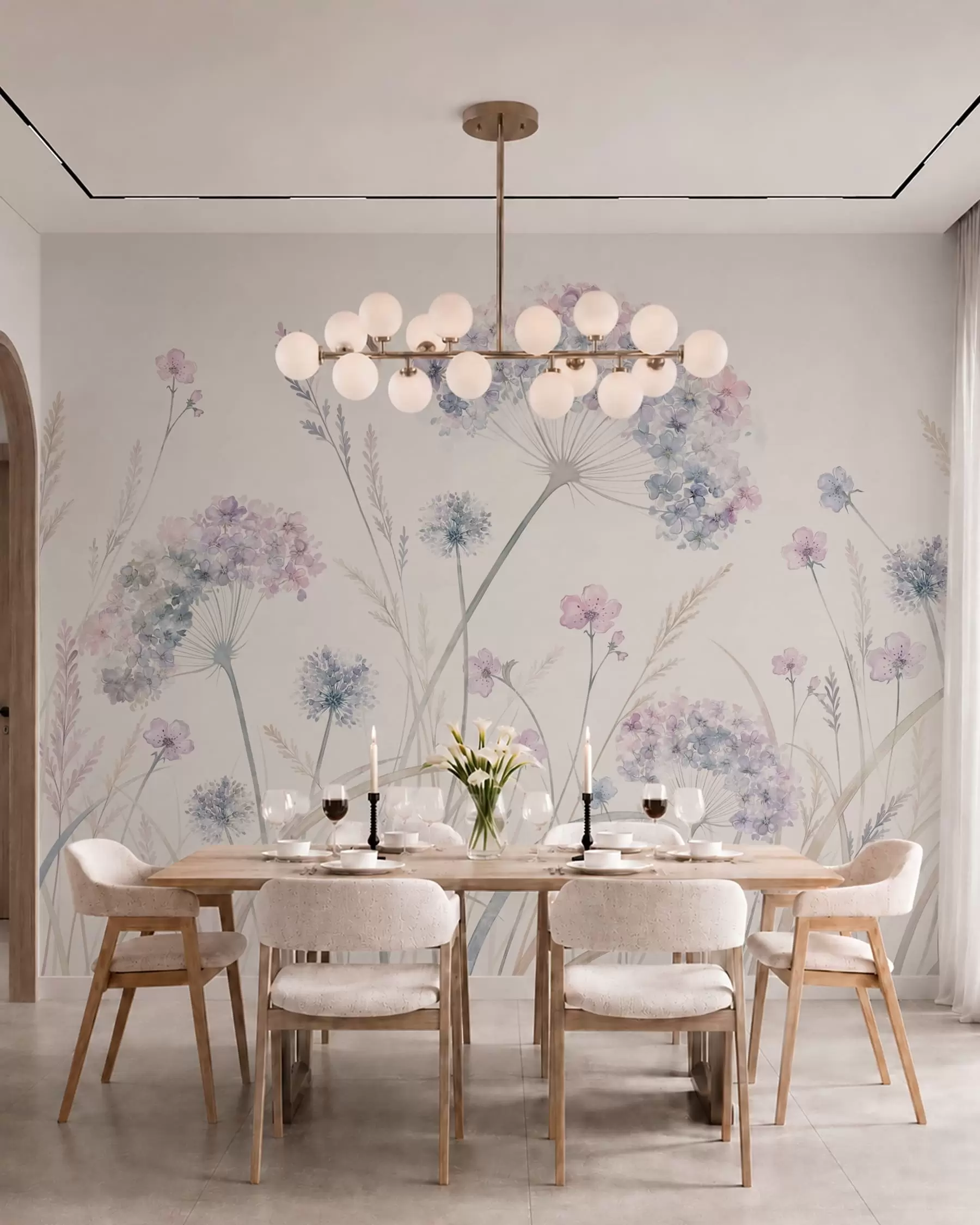 Fototapet Ängsblommor i mjuka blå och lila nyanser w05731