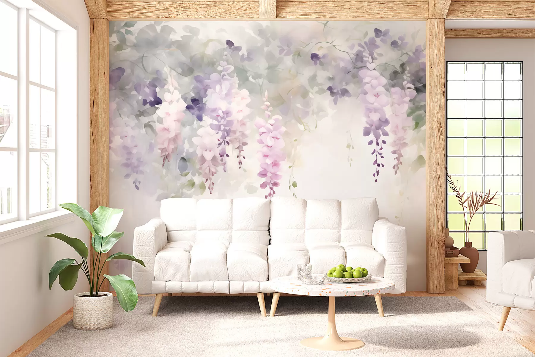 Fototapet Hängande blåregnblommor w05795