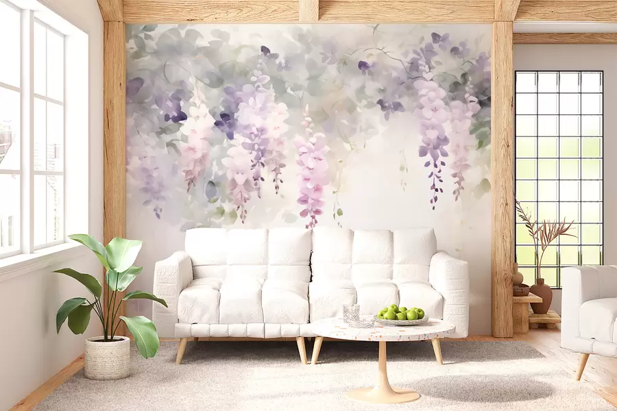 Fototapet Hängande blåregnblommor w05795