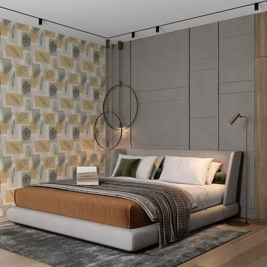 Fototapet Bladkonturer med varma geometriska block a01239v1
