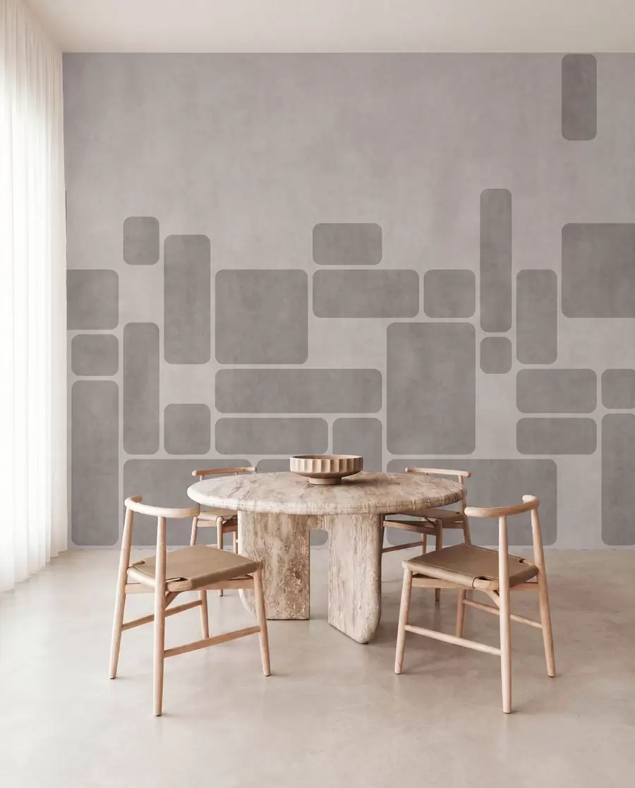 Fototapet Geometriskt mönster i mjuka grå- och rosatoner w05141v1