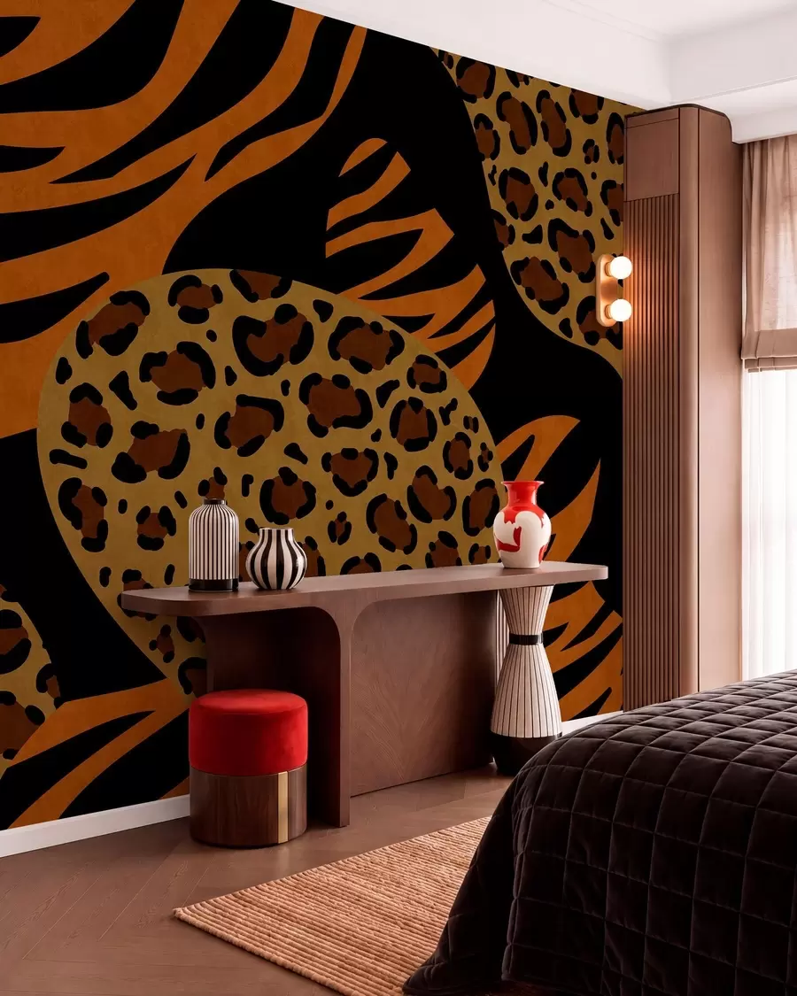 Fototapet Leopard- och tigermönster inspirerade av vilda djur w05759