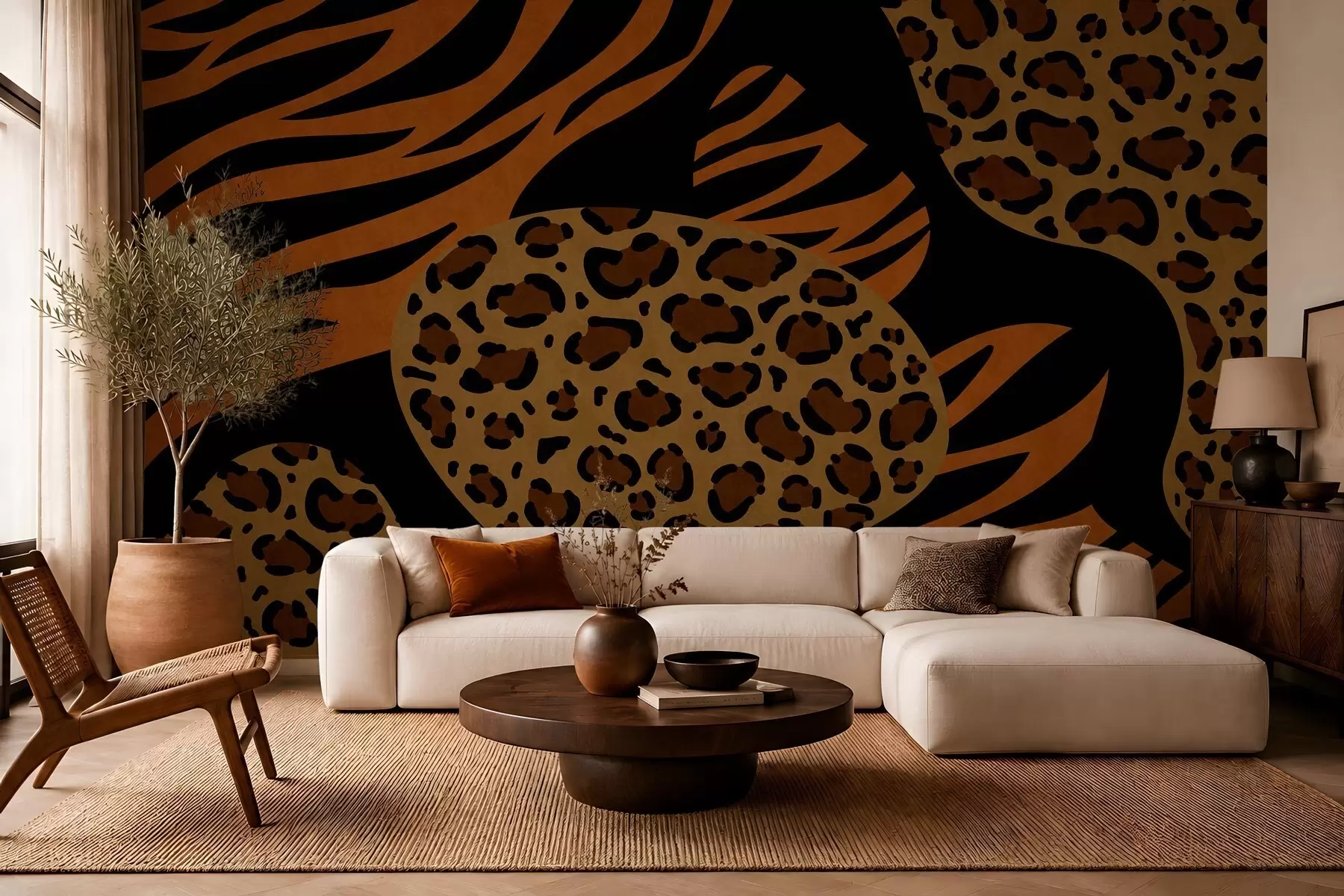 Fototapet Leopard- och tigermönster inspirerade av vilda djur w05759