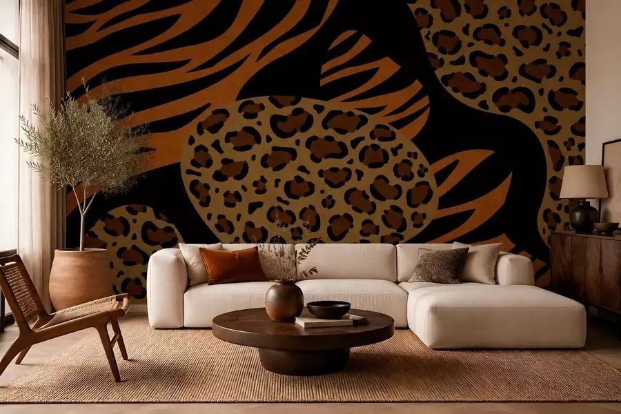 Fototapet Leopard- och tigermönster inspirerade av vilda djur w05759
