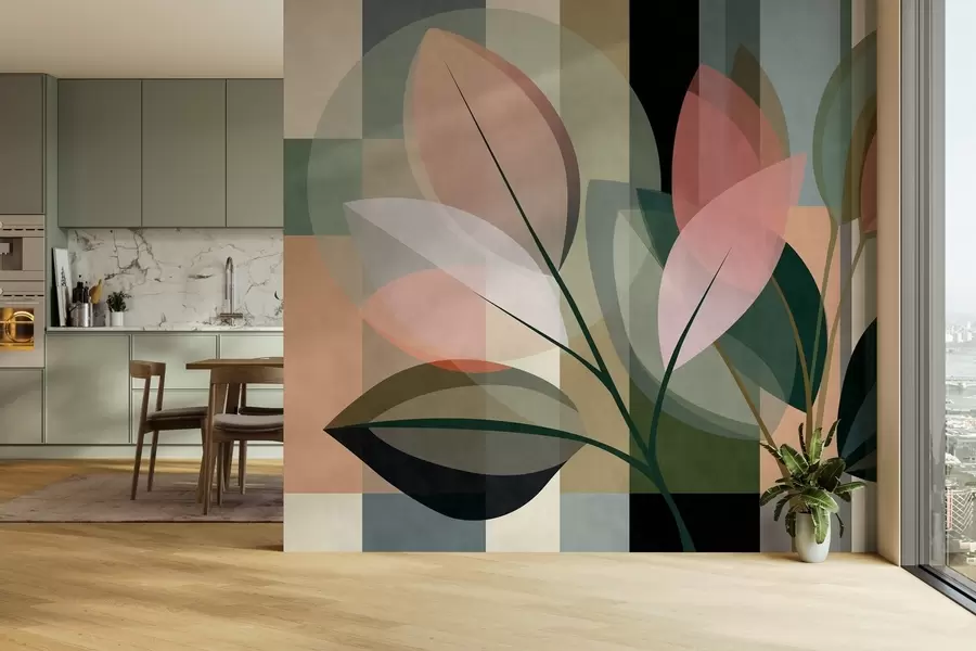 Fototapet Ett elegant abstrakt konstverk med växter som motiv w05871