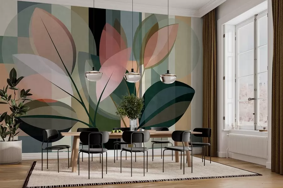 Fototapet Ett elegant abstrakt konstverk med växter som motiv w05871