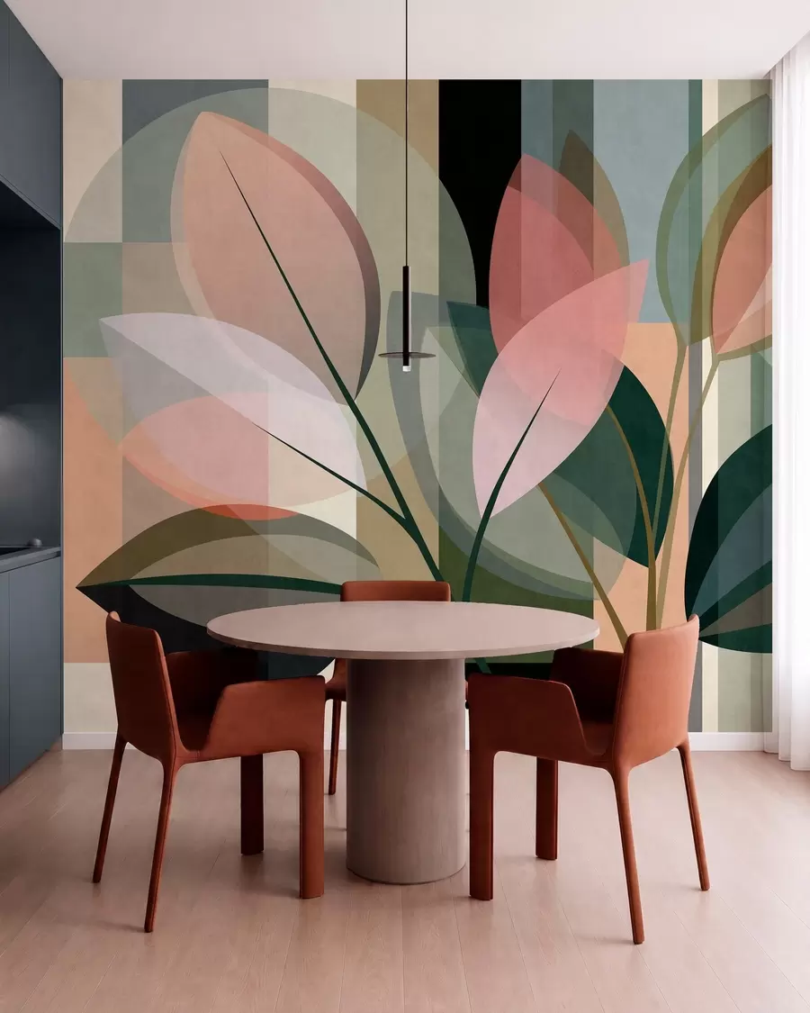 Fototapet Ett elegant abstrakt konstverk med växter som motiv w05871