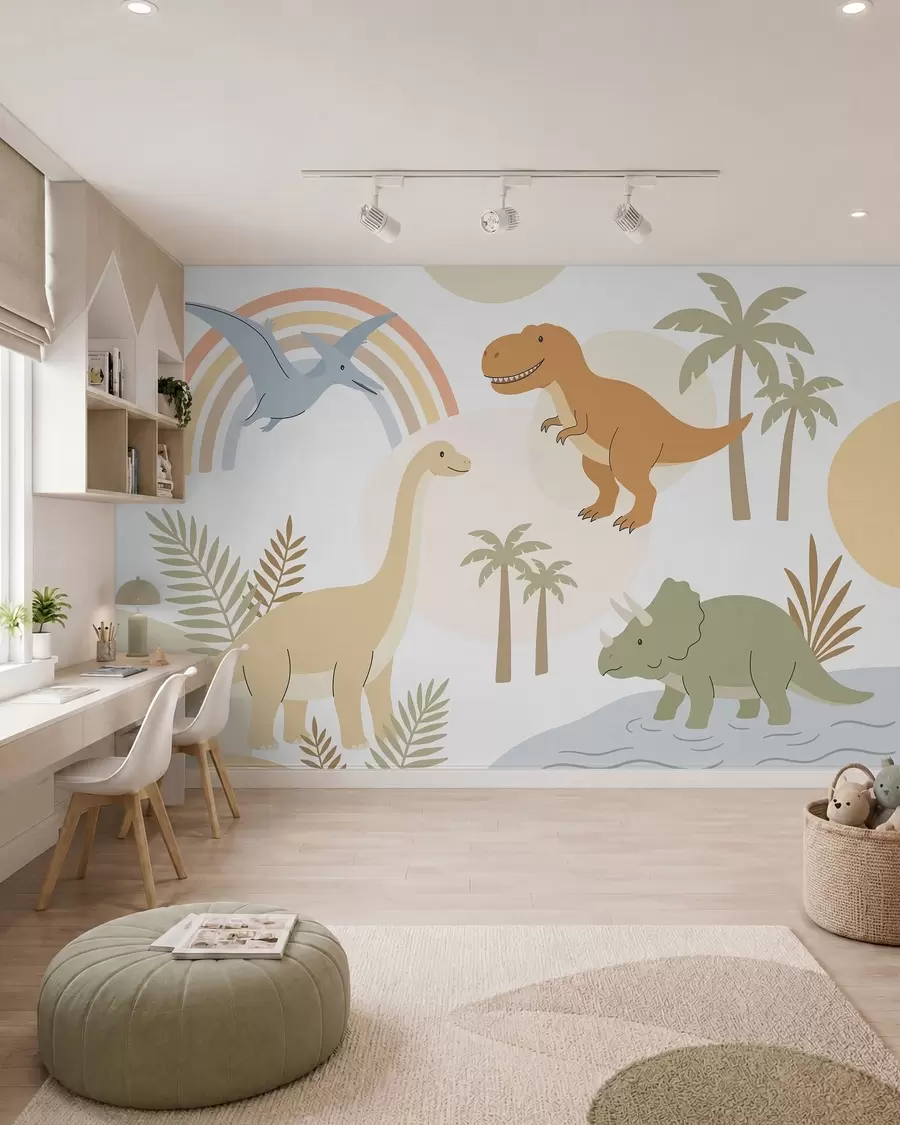 Fototapet Dinosaurier och regnbåge w05842
