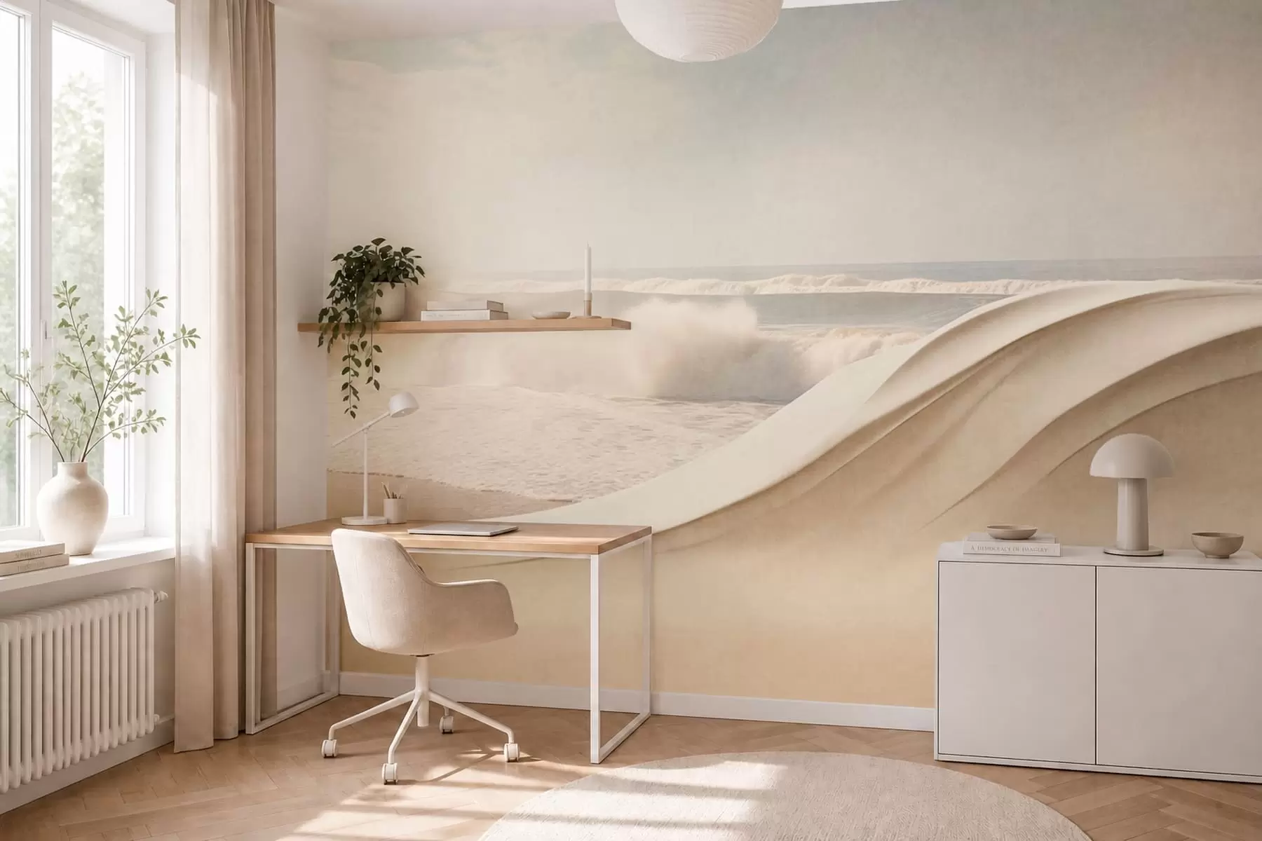 Fototapet Havsvågor bland böljande sandformationer w05895