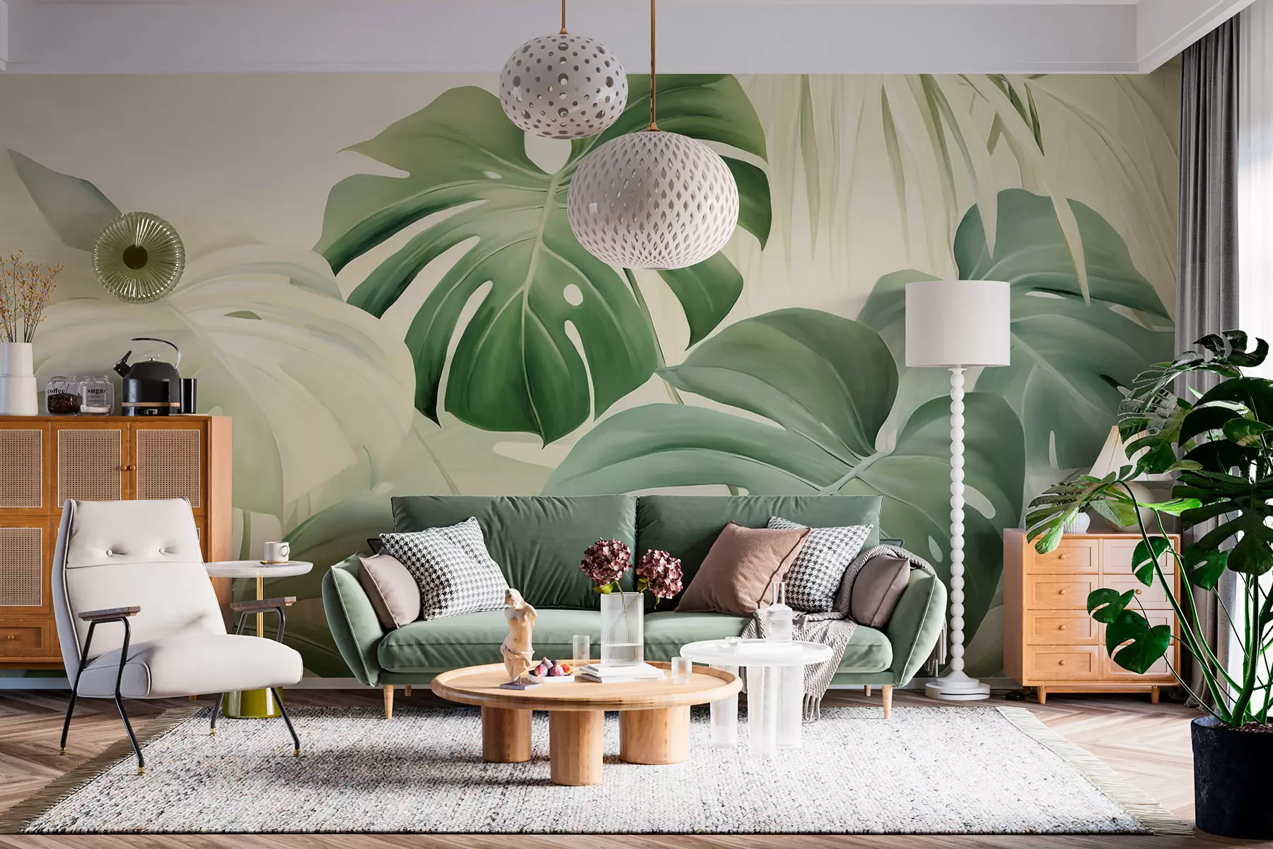 Fototapet Monstera, palmblad w05909