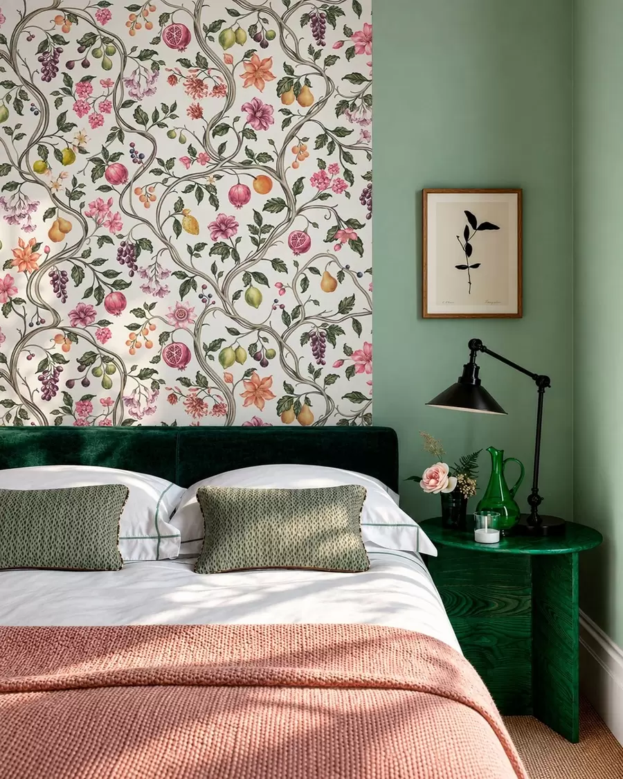 Fototapet Blomm- och fruktmönster med slingrande grenar w05862v1