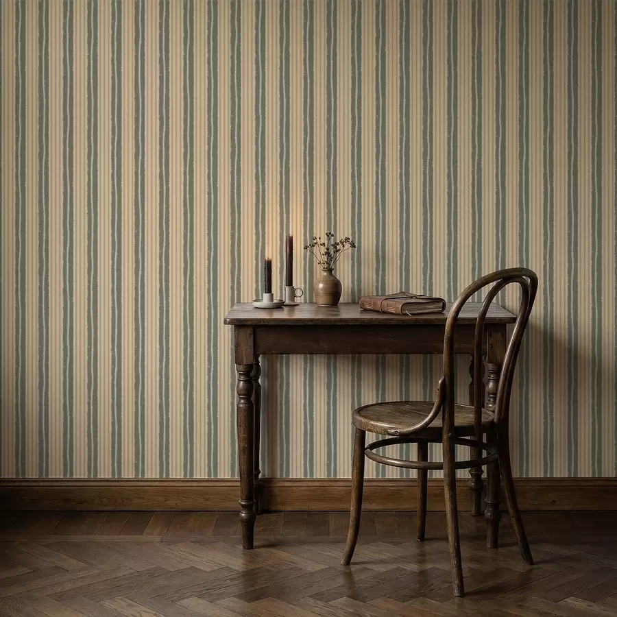 Fototapet Strukturerade vertikala ränder i beige och grågrönt a01268