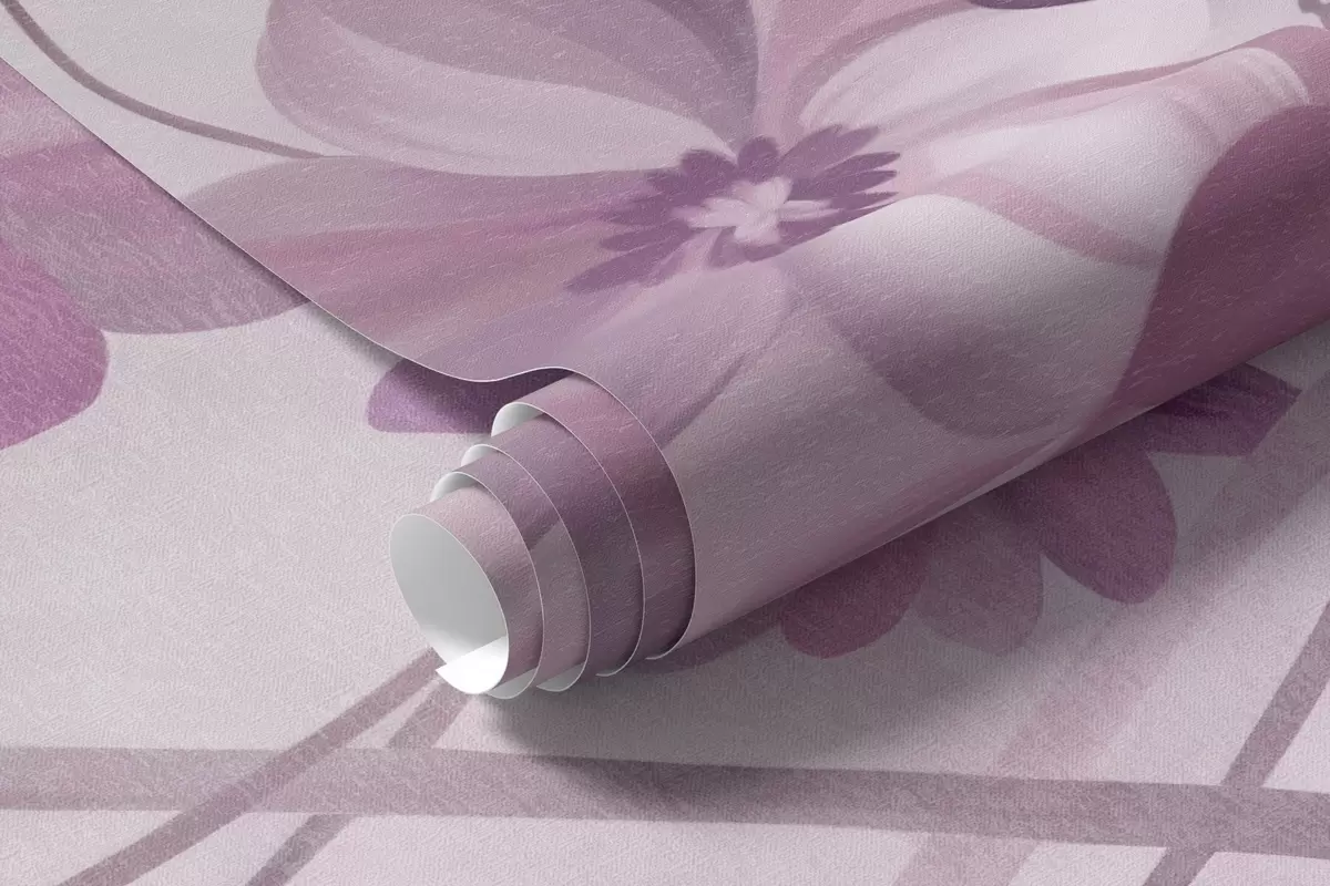 Fototapet Slingrande rankor med ömtåliga, dämpat rosa blommor w10083v1