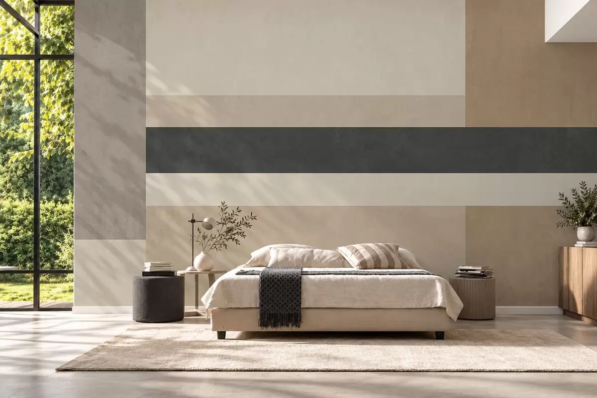 Fototapet Abstrakta rektanglar i varma beige nyanser med en mörk rand w05890