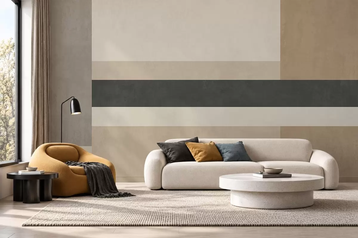Fototapet Abstrakta rektanglar i varma beige nyanser med en mörk rand w05890