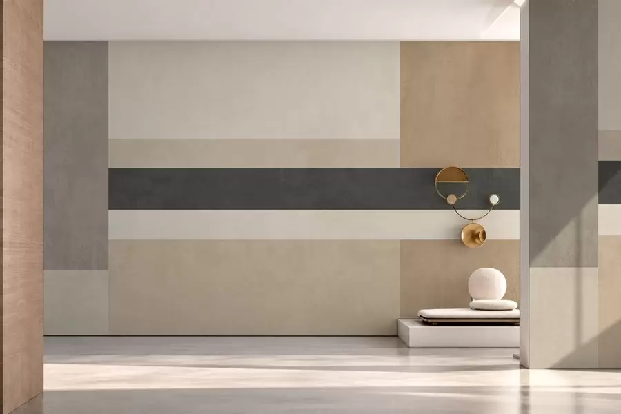 Fototapet Abstrakta rektanglar i varma beige nyanser med en mörk rand w05890