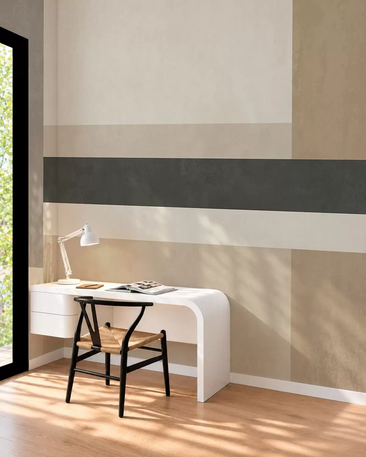 Fototapet Abstrakta rektanglar i varma beige nyanser med en mörk rand w05890