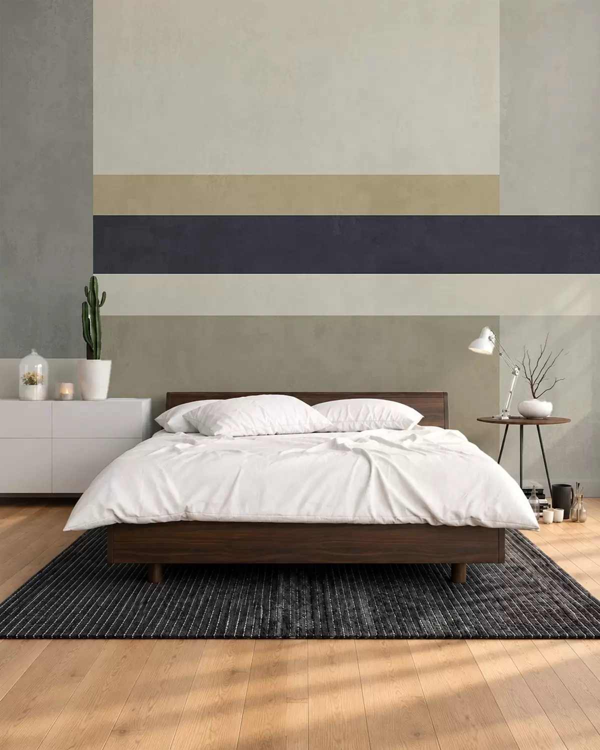 Fototapet Geometriska block i beige- och grånyanser med en mörk rand w05890v1
