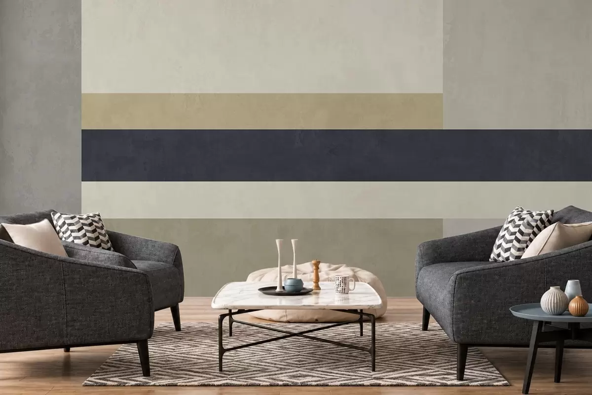 Fototapet Geometriska block i beige- och grånyanser med en mörk rand w05890v1